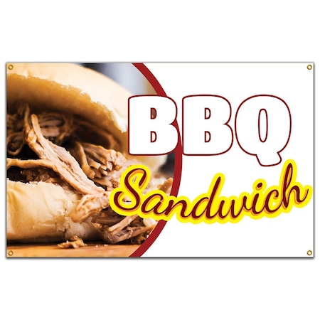 Signmission Bbq Sandwich Banner Heavy Duty 13 Oz Vinyl with Grommets Single Sided B-60 Bbq Sandwich